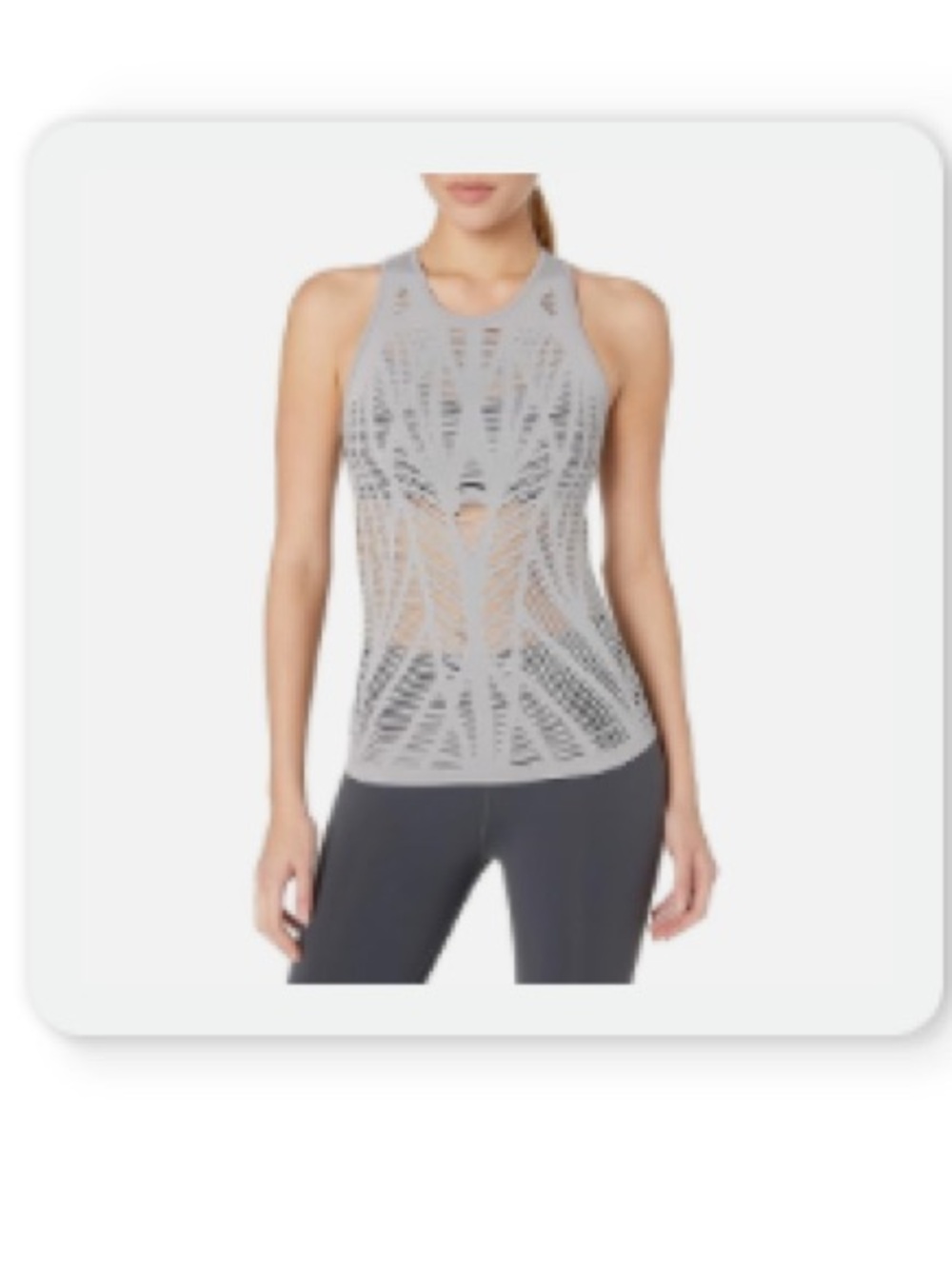 ALO Yoga Gray Laser-Cut Performance Tank Size S